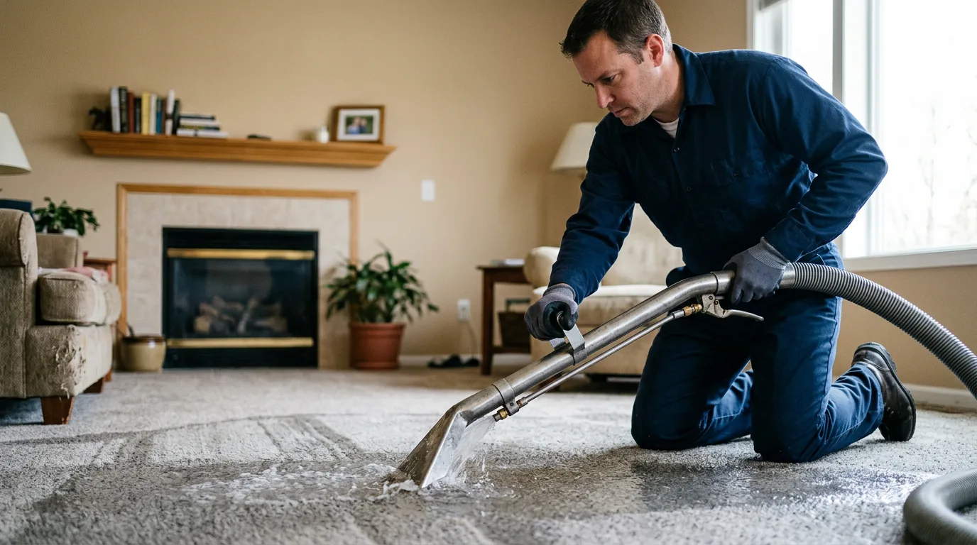 Water damage restoration technician working near Barre, VT